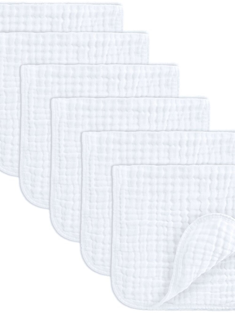 Comfy Cubs White Muslin Burp Cloth Bundle x6